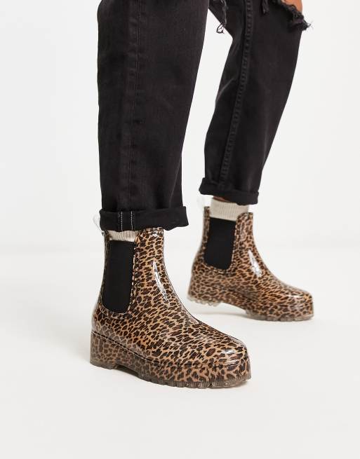 Leopard ankle outlet rain boots