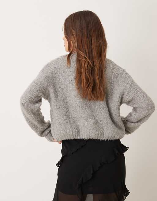 Glamorous chunky boxy crop knit cardigan in gray heather | ASOS Glamorous chunky boxy crop knit cardigan in gray heather | ASOS