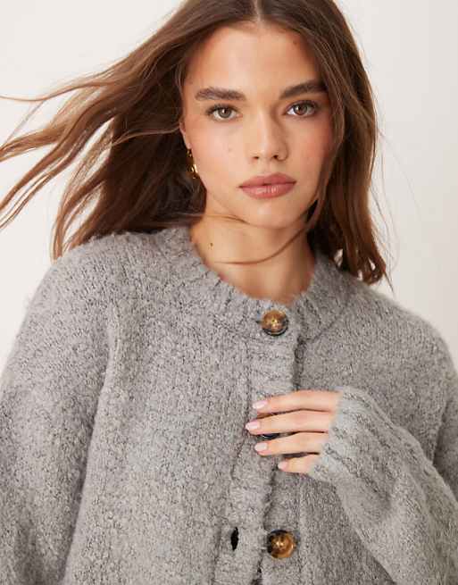 Glamorous chunky boxy crop knit cardigan in gray heather | ASOS Glamorous chunky boxy crop knit cardigan in gray heather | ASOS