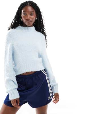 Glamorous Chunky Boxy Crop Knit Sweater In Baby Blue