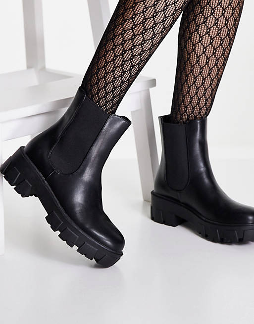 Glamorous chunky chelsea boots in black