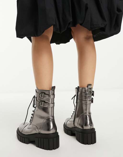 Pewter hot sale combat boots