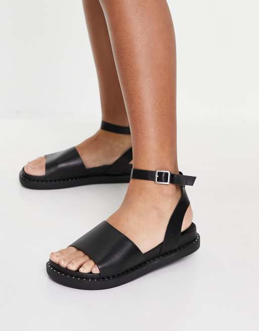 Black chunky strap sandals sale