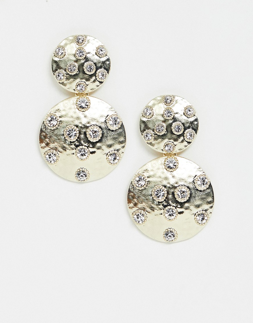 Glamorous Chunky Gold Drop Earrings With Rhinestone