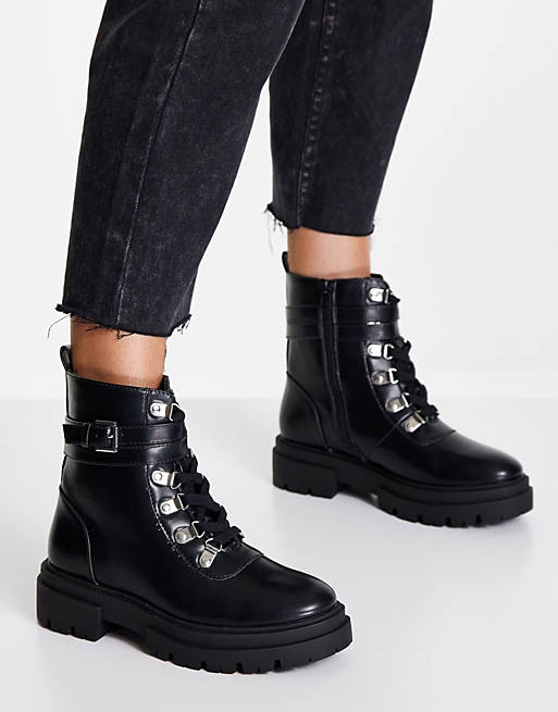 Glamorous chunky hiker ankle boots in black | ASOS