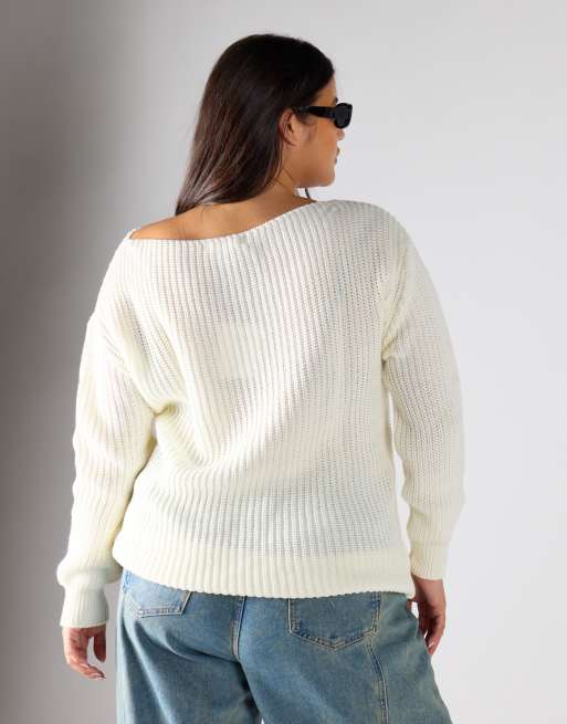 Glamorous Chunky knit jumper in cream, 2 of 4