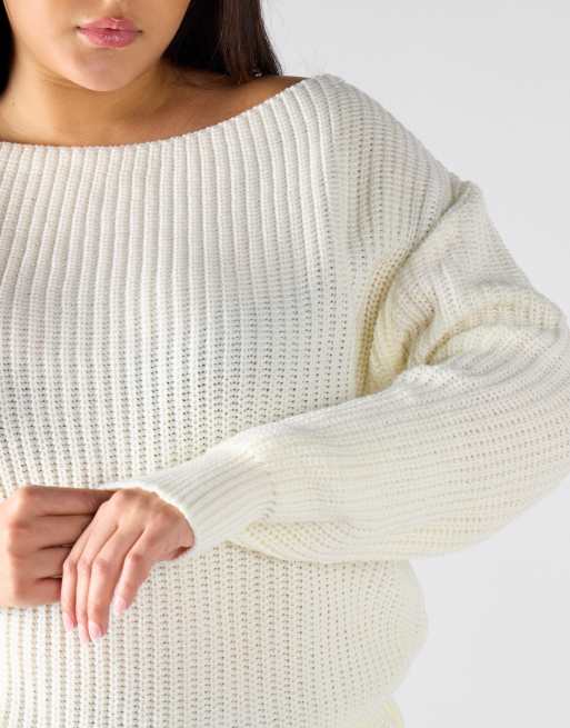 Glamorous Chunky knit jumper in cream, 3 of 4
