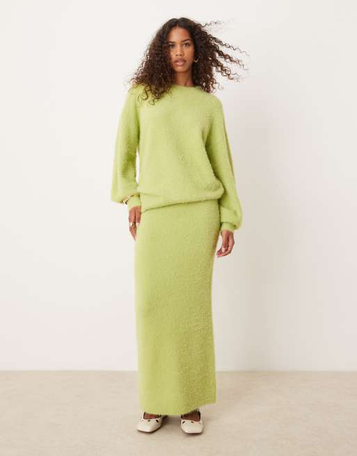 Lime green maxi skirt best sale