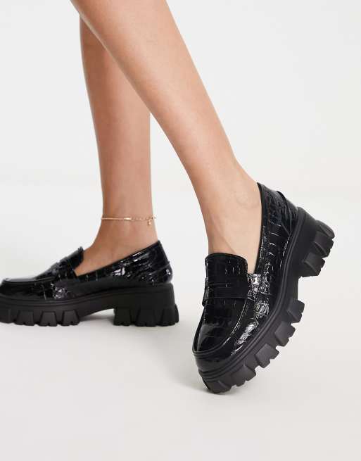Glamorous chunky loafers in black croc, 4 of 4