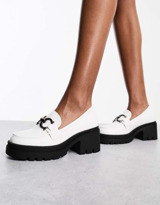 Chunky heel hot sale loafers womens