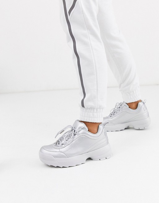 Glamorous chunky trainer in silver