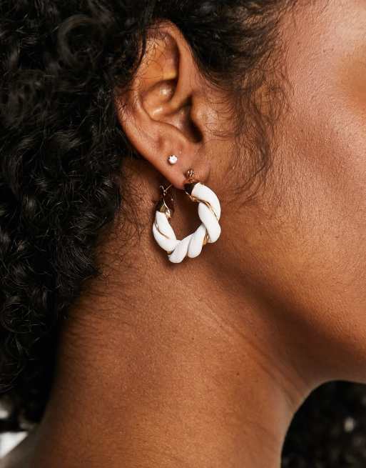 Chunky sale white earrings