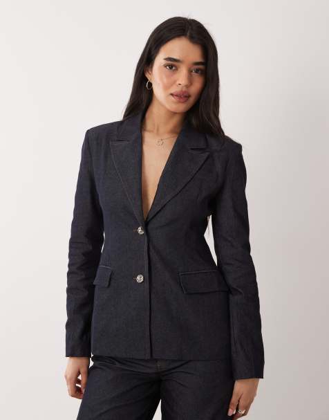 Glamorous cinched blazer in dark indigo co-ord - view 1