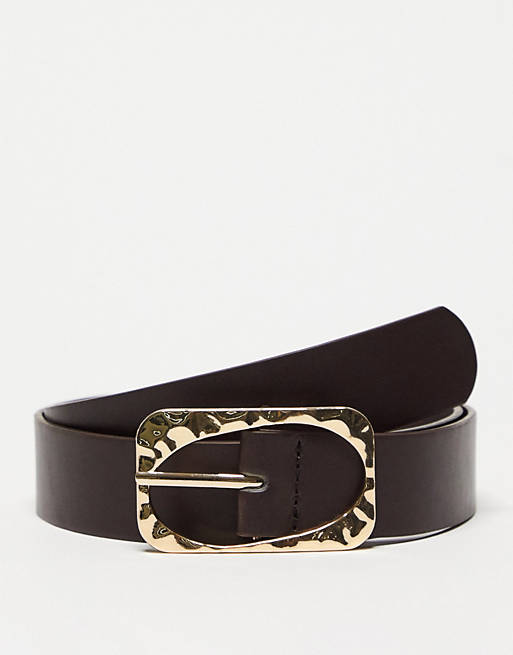 Glamorous - Cintura per vita e fianchi marrone con fibbia color oro stile coccodrillo