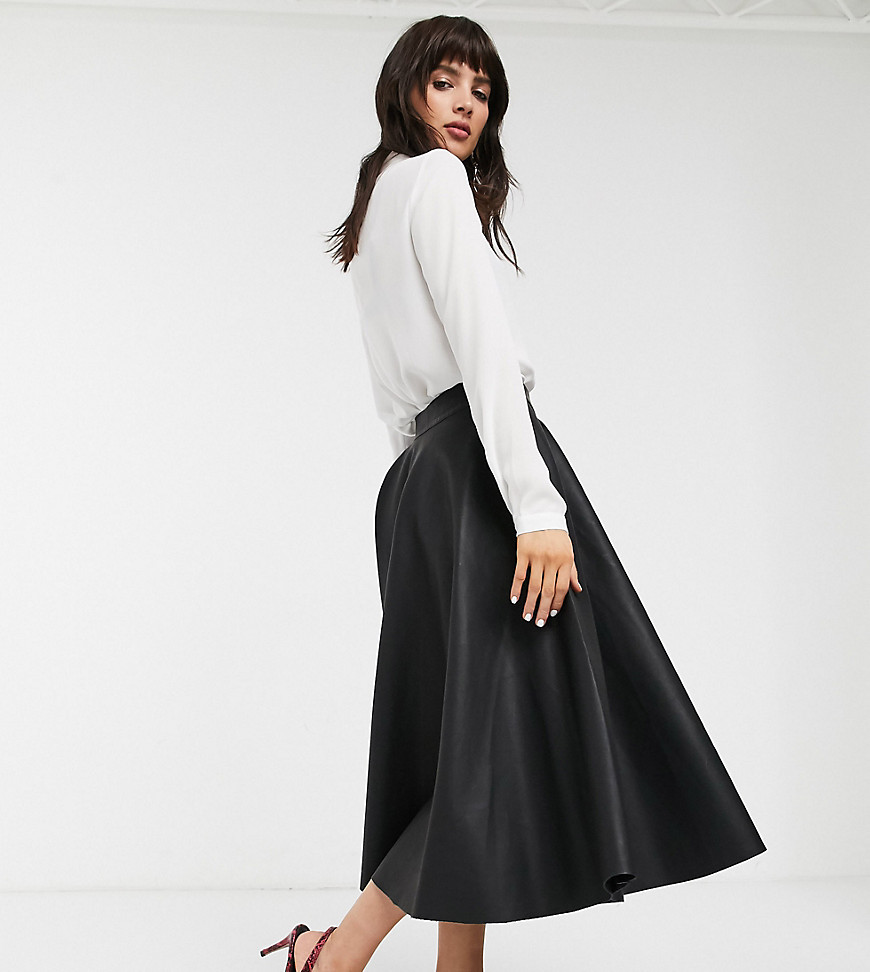 Glamorous Circle Midi Skirt In Soft Faux Leather-black