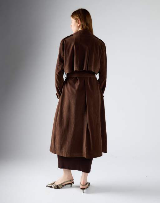 Glamorous Classic long trench coat in chocolate brown, 2 of 4