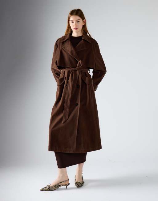 Glamorous Classic long trench coat in chocolate brown, 4 of 4
