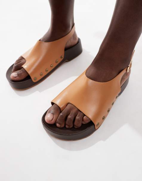 Glamorous clog sandals in tan - view 1