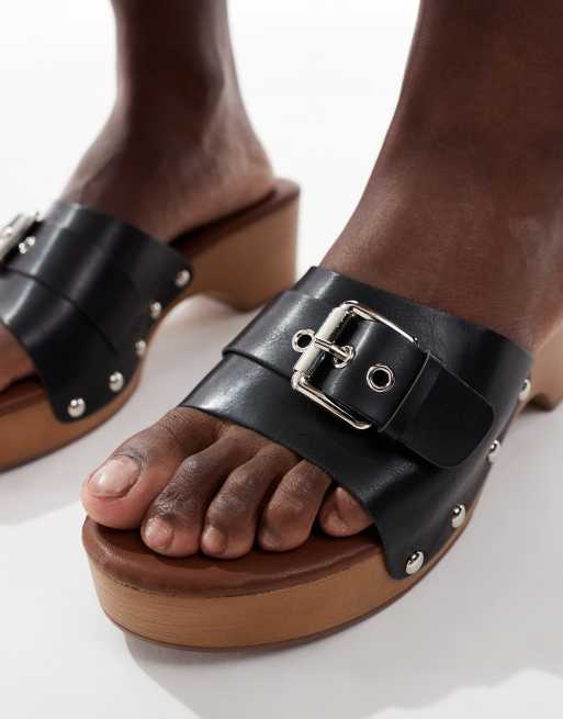 Glamorous clog sandals with buckle in black, 2 of 4