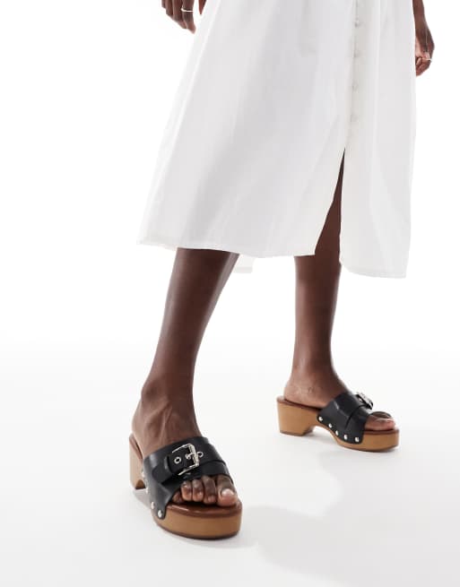 Glamorous clog sandals with buckle in black, 3 of 4