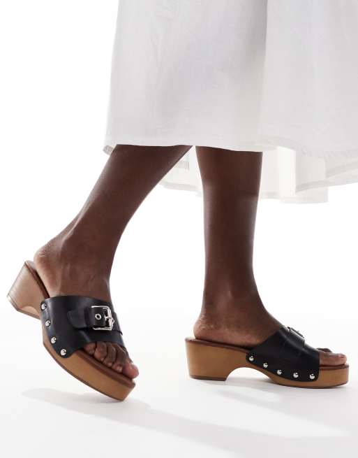 Glamorous clog sandals with buckle in black, 4 of 4