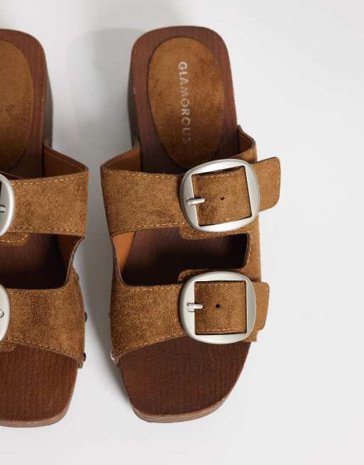 Glamorous – Clogs aus Wildlederimitat in Hellbraun, 4 von 4