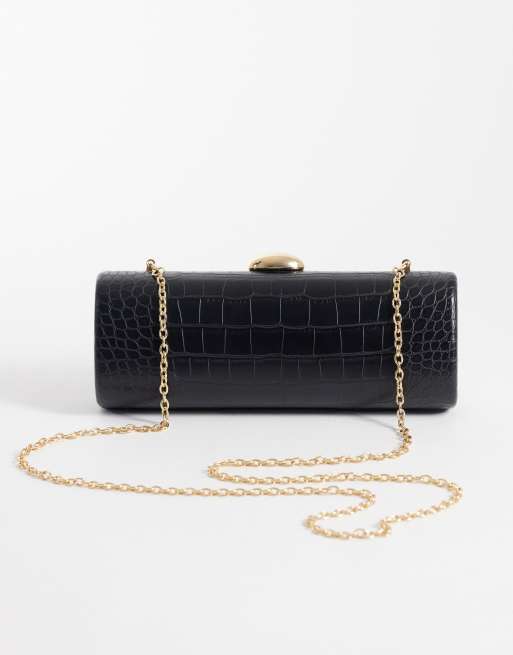 Glamorous clutch bag in black croc embossed , 2 of 4