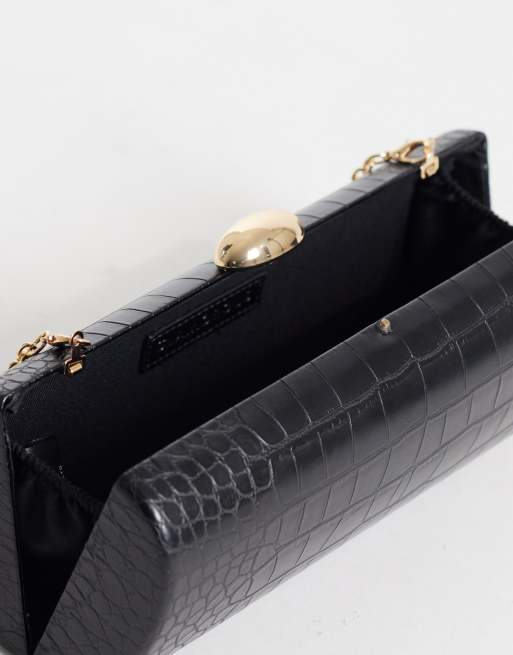 Glamorous clutch bag in black croc embossed , 3 of 4