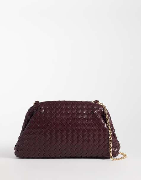 Glamorous Clutch in burgunderrot mit Webstruktur - view 1
