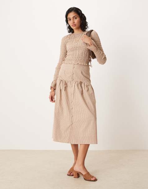 Glamorous - Co-ord set in lichtbruine ruit - view 1