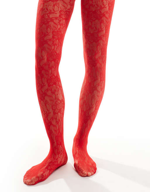 Glamorous Collants en dentelle Rouge ASOS
