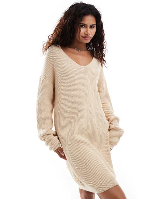 Oversized crew neck sweater dress best sale