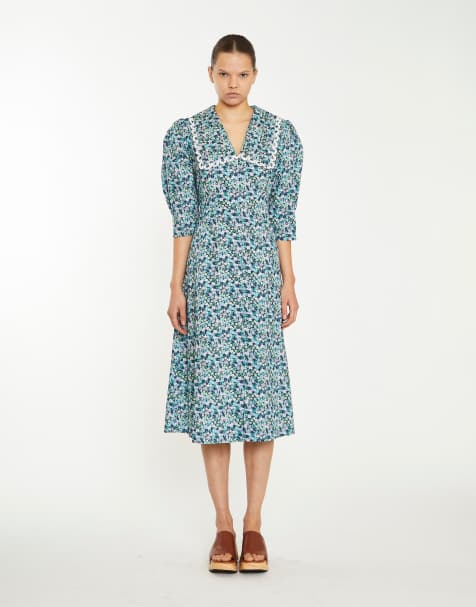 Glamorous Collared midaxi-dress in navy vintage floral - view 1