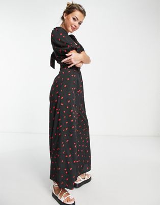 Glamorous tie back square neck jumpsuit in red strawberry print - ASOS Price Checker