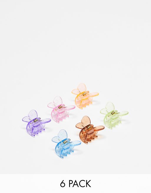 Glamorous - Confezioni multipack di fermagli per capelli piccoli multicolore a forma di farfalla