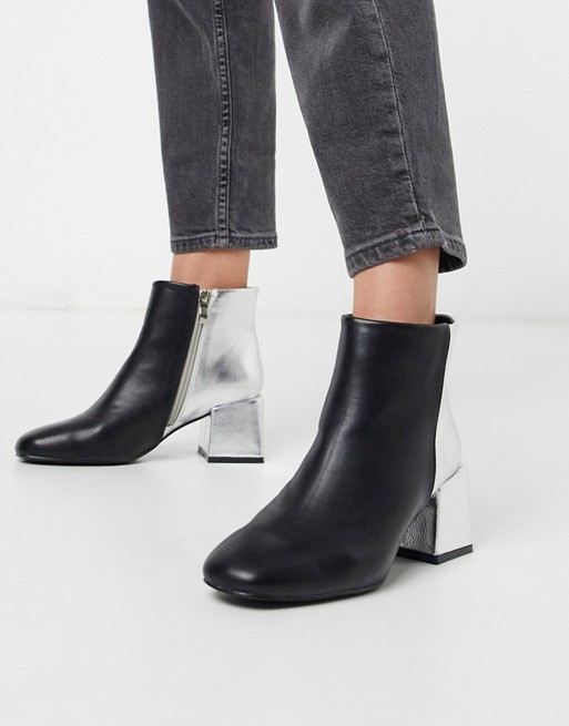 Glamorous contrast heeled ankle boots
