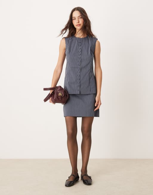 Glamorous - Coordinato a righe blu navy scuro
