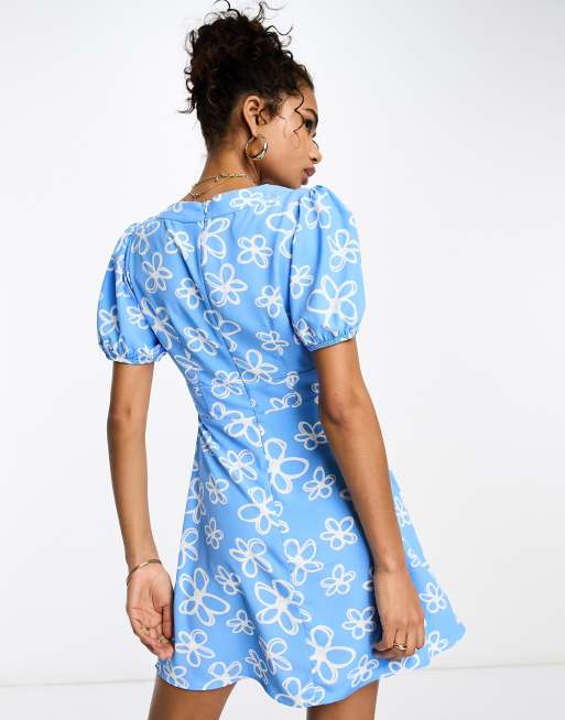 blue mini shift dress High Neck Shift Mini Dress