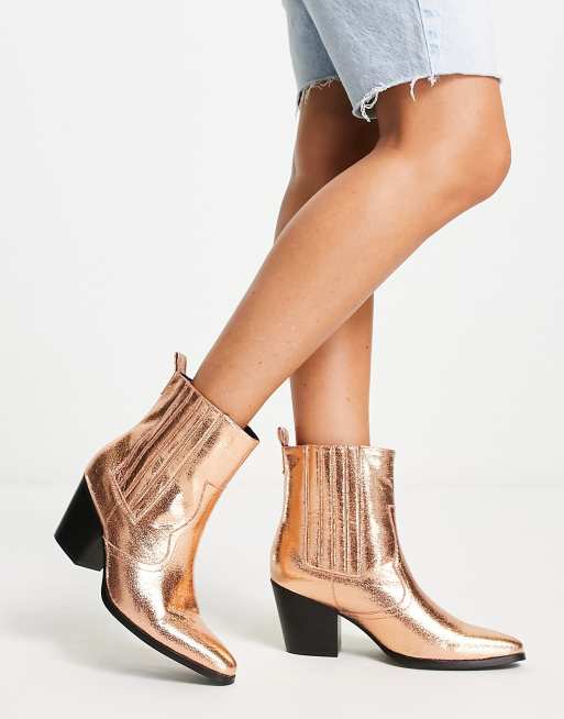 Glamorous - Cowboy-ankelstøvler i bronze - Kun hos ASOS, 2 af 4