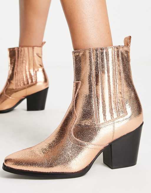 Glamorous - Cowboy-ankelstøvler i bronze - Kun hos ASOS, 4 af 4