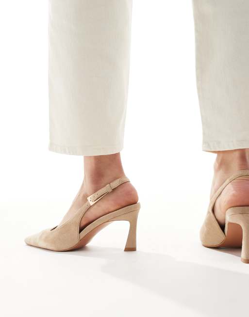 Glamorous - Cremehvide formelle slingback-sko med spids tå og hæl, 4 af 4