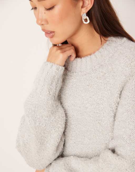 Glamorous crew neck jumper in grey marl, 3 of 4
