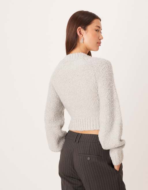Glamorous crew neck jumper in grey marl, 4 of 4