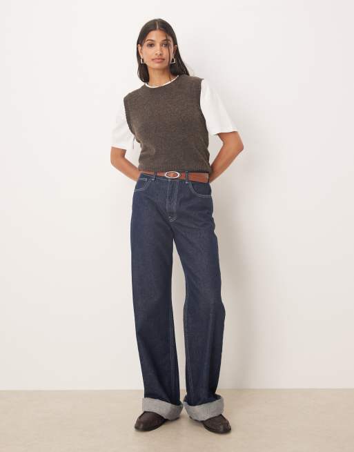 Glamorous crew neck vest top in dark brown marl, 3 of 4