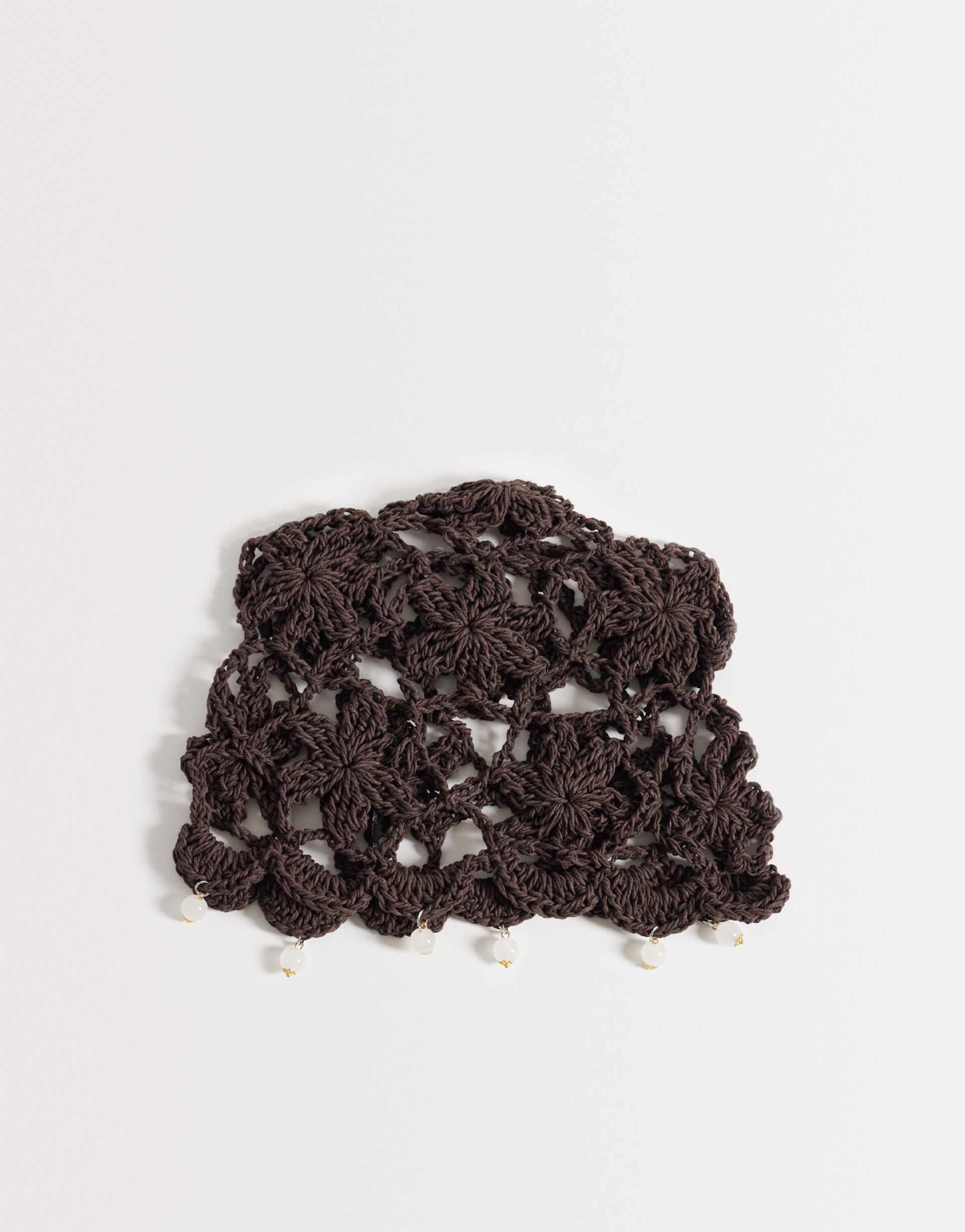 glamorous crochet cap in dark brown