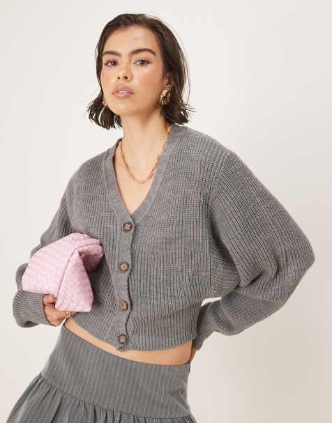 Glamorous Crop cardigans in dark grey marl - view 1