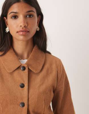 Glamorous Crop Cord Jacket In Brown