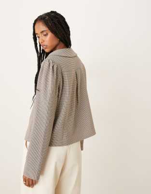 Glamorous Crop Smock Pea Style Coat In Brown