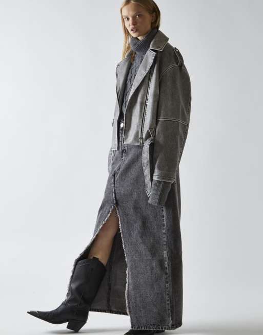Glamorous Cropped biker jacket in grey distressed pu, 3 of 4