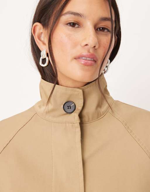 ジャケット・アウター eaphi big collar middle coat beige Glamorous cropped cape style trench coat in beige | ASOS